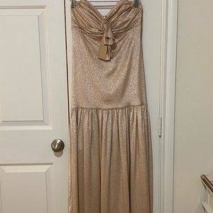 CAROLINE CONSTAS strapless bustier metallic dress